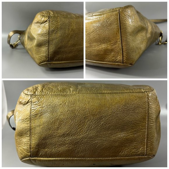 Coach #14116 Madison Gold Patent leather Chain Strap Pocket Hobo Shoulder Bag